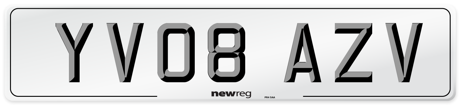 YV08 AZV Number Plate from New Reg